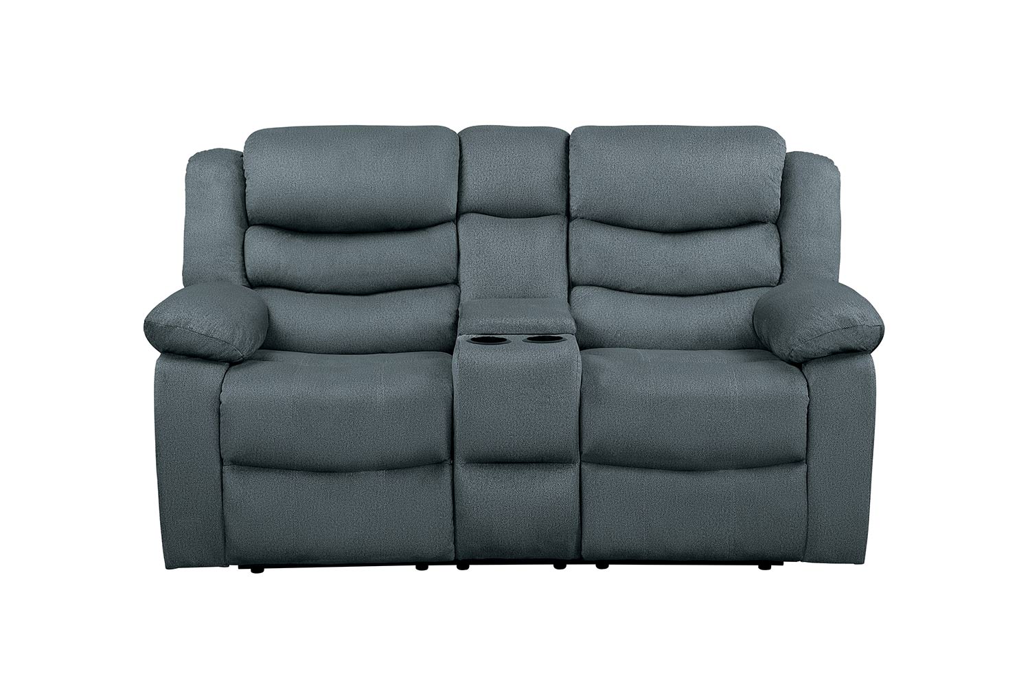 Homelegance Discus Double Reclining Love Seat with Center Console - Gray