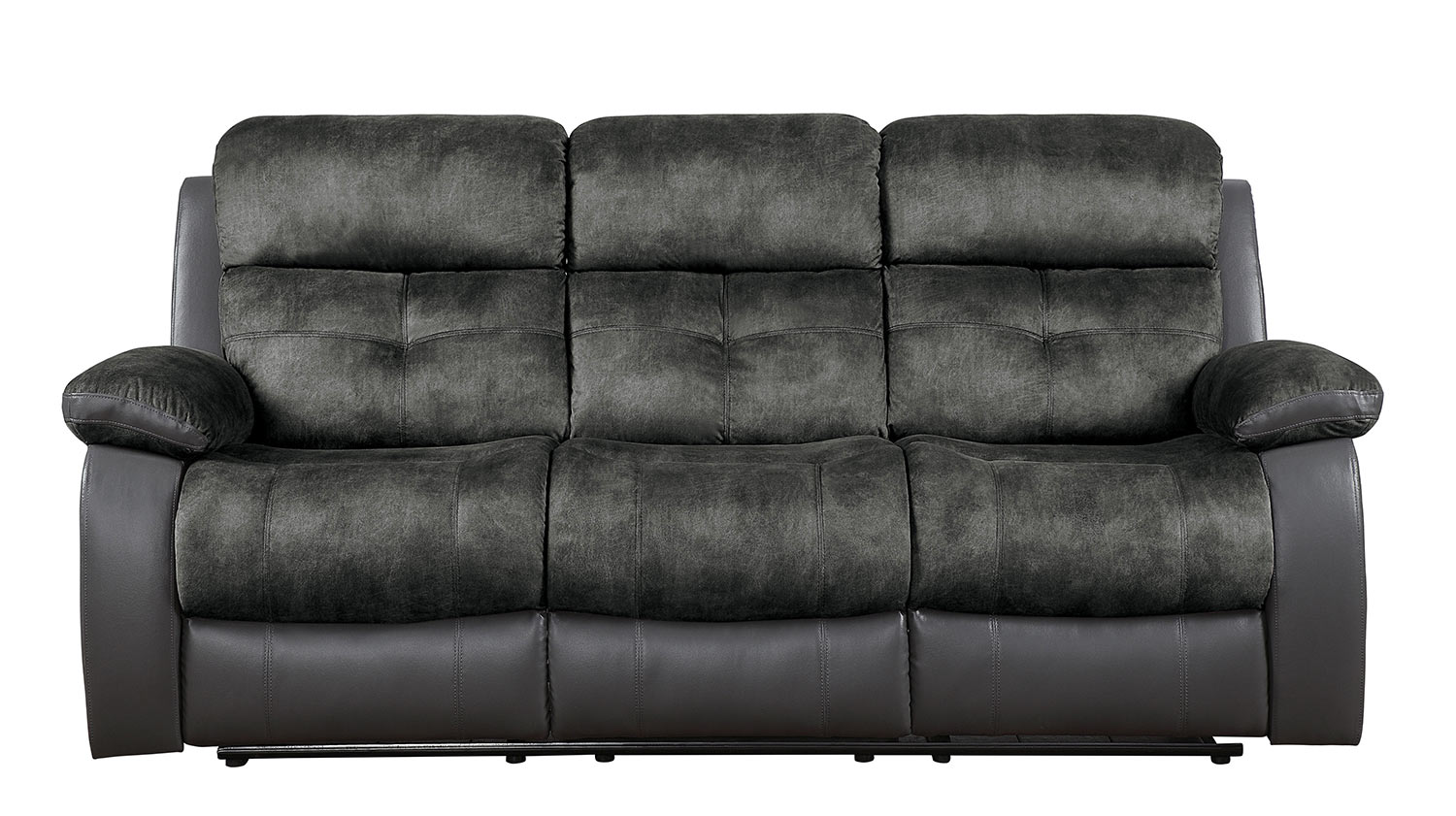 Homelegance Acadia Double Reclining Sofa - Gray microfiber and bi-cast vinyl