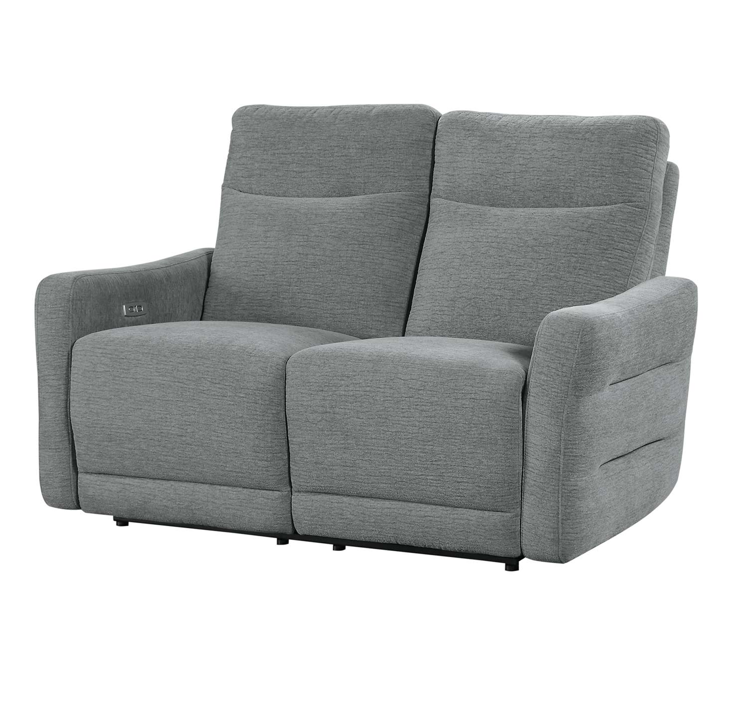 Homelegance Edition Power Double Lay Flat Reclining Love Seat with Power Headrests - Dove