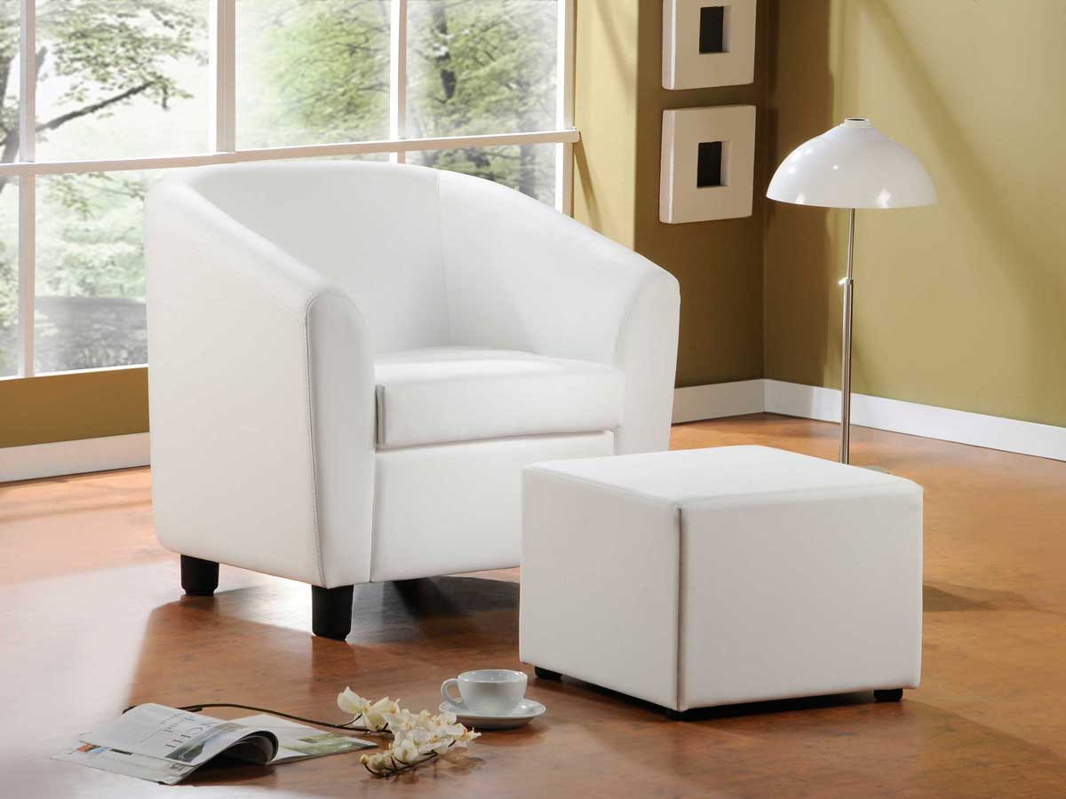 Homelegance Urban Cozy Chair and Ottoman White Bi-cast Vinyl 9810WT-1 ...