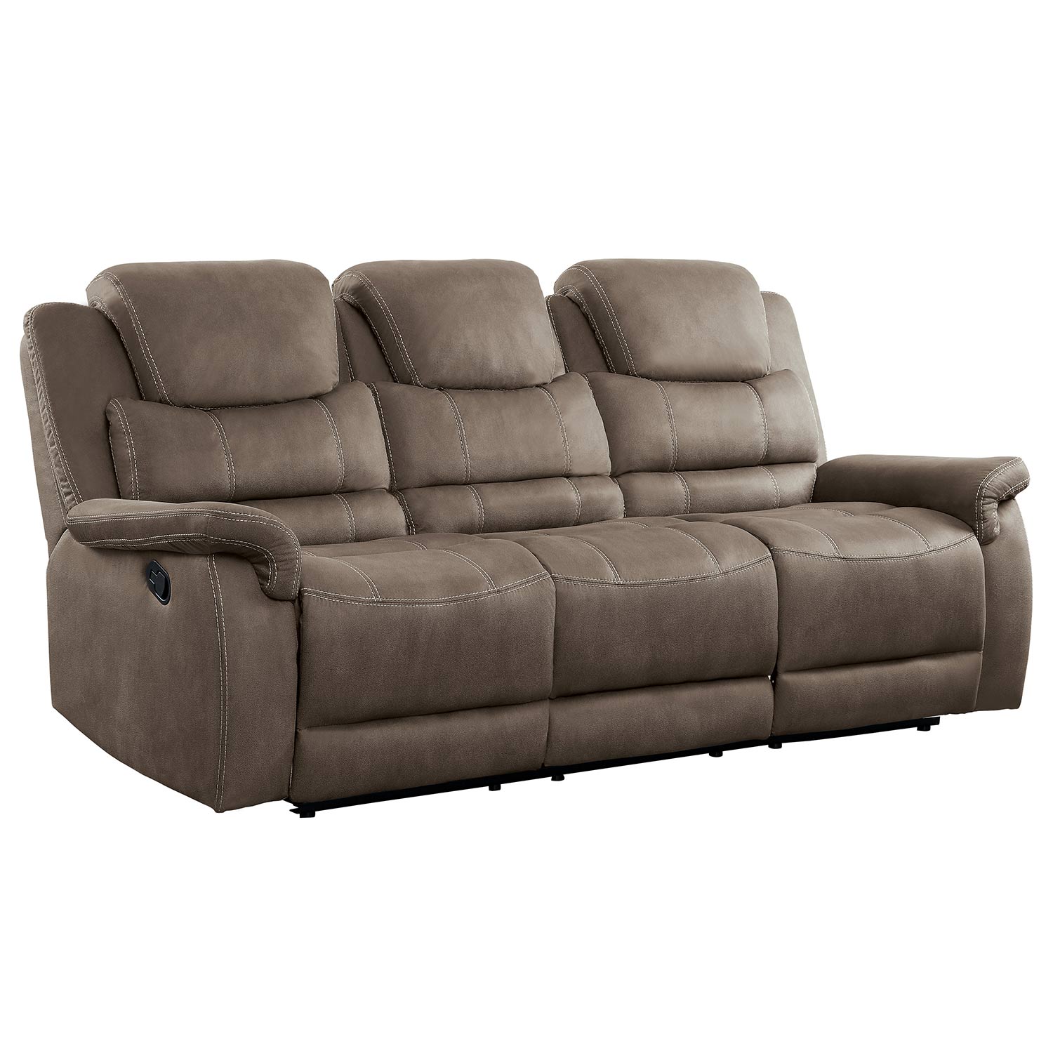 Homelegance Shola Power Double Reclining Sofa with Power Headrests, Drop-Down Cup holders and Receptacles - Brown