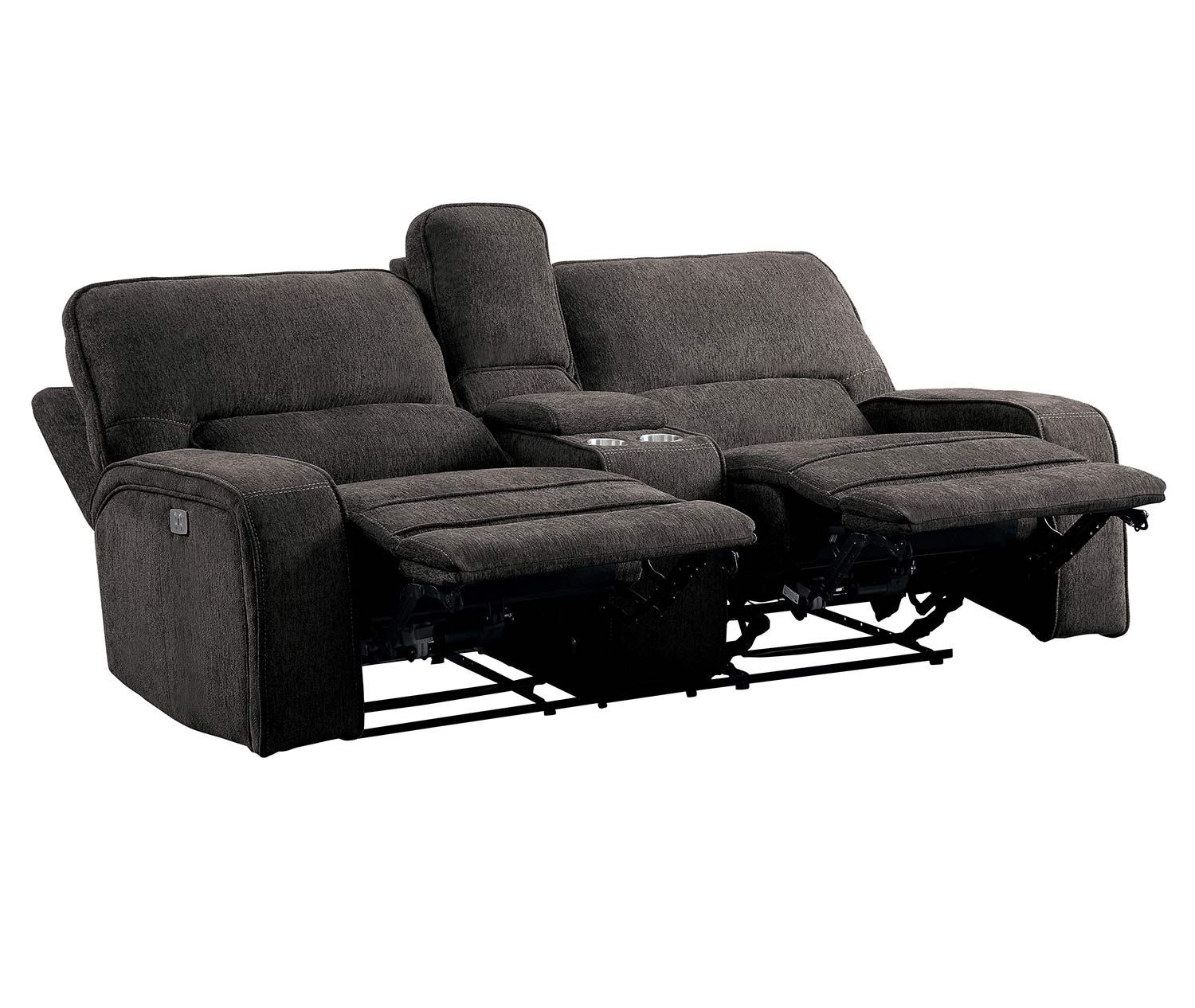 Homelegance Borneo Power Double Reclining Love Seat with Center Console and Power Headrests - Chocolate