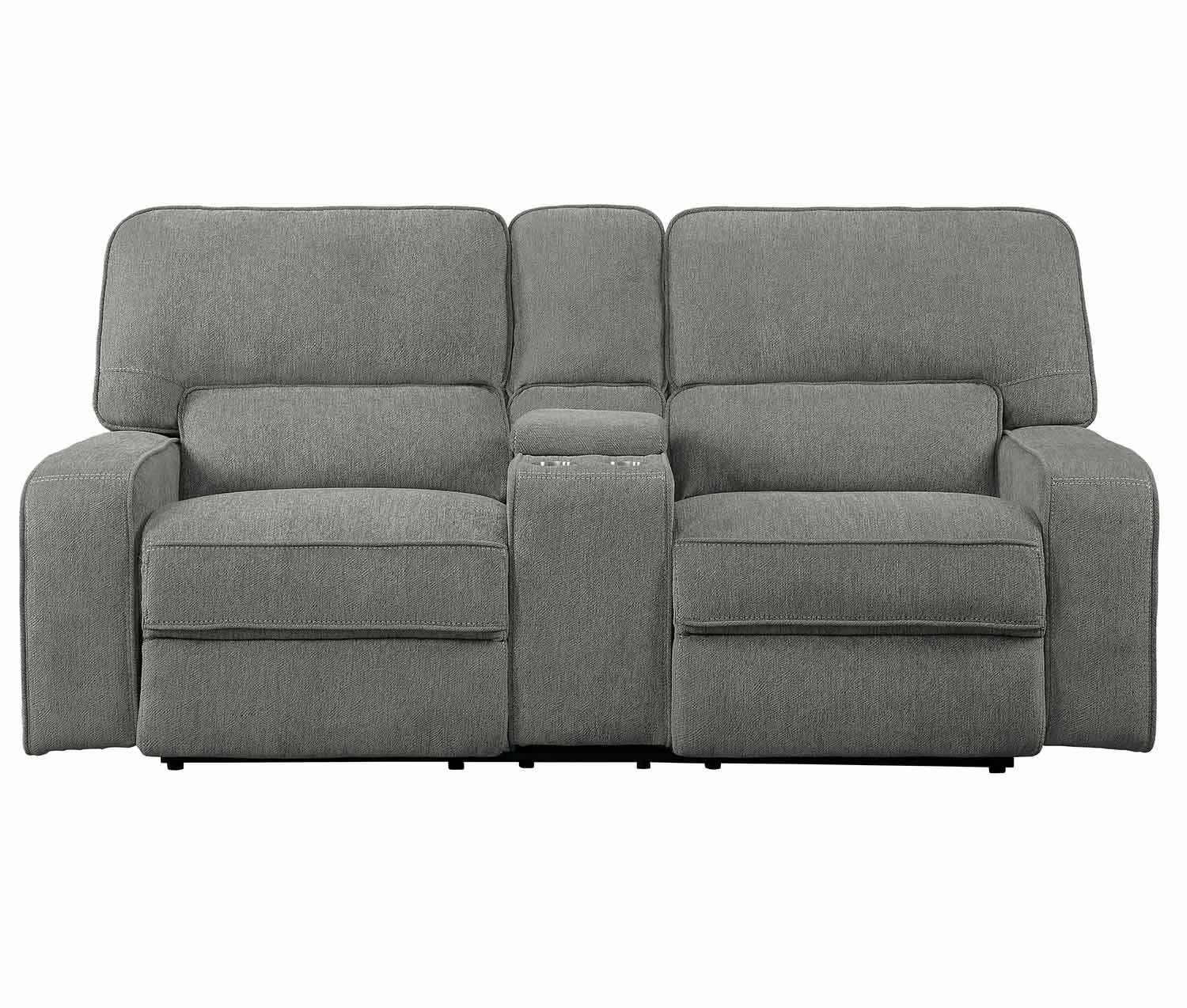 Homelegance Borneo Power Double Reclining Love Seat with Center Console and Power Headrests - Mocha