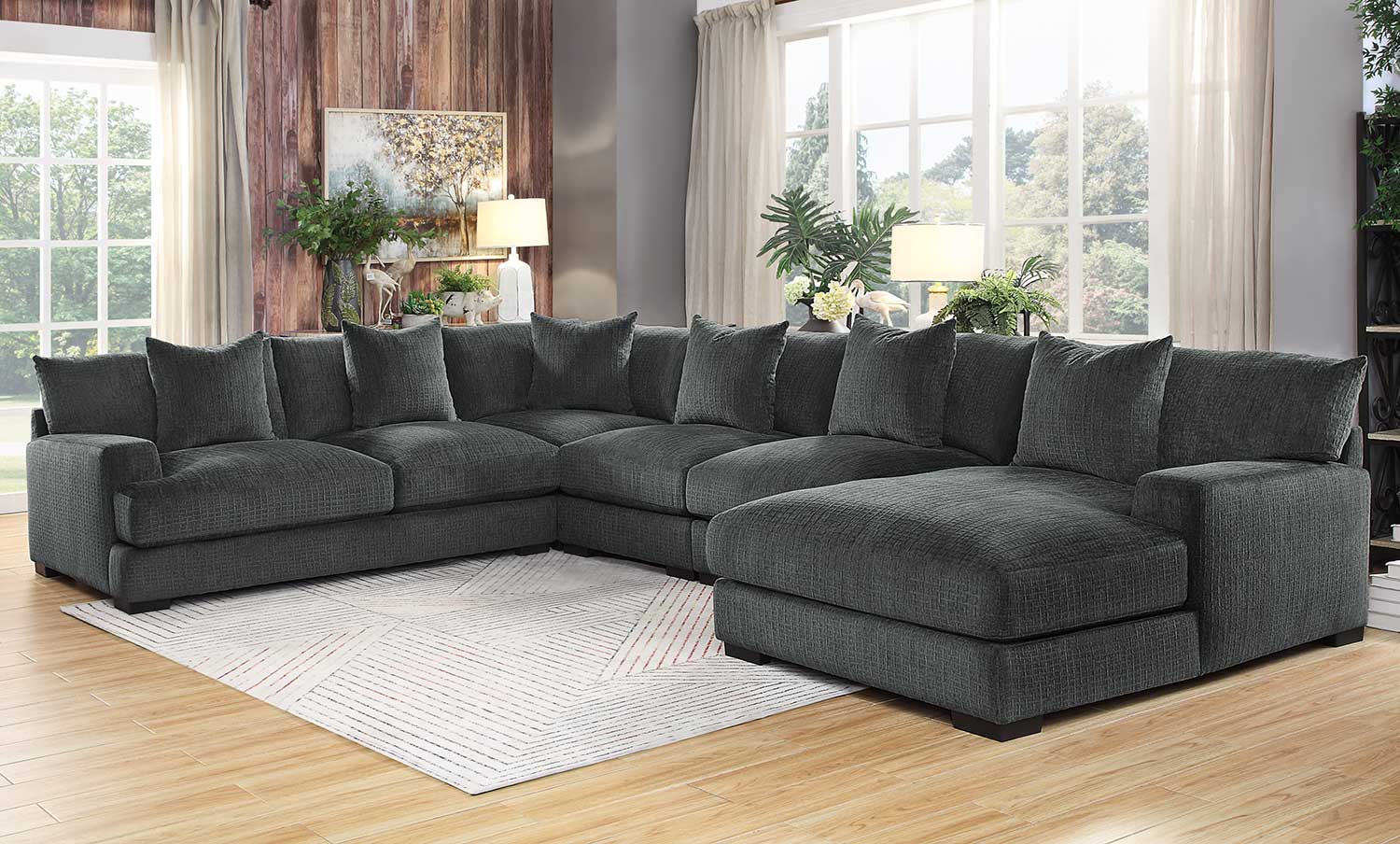 Homelegance Worchester Sectional Sofa Set - Dark gray