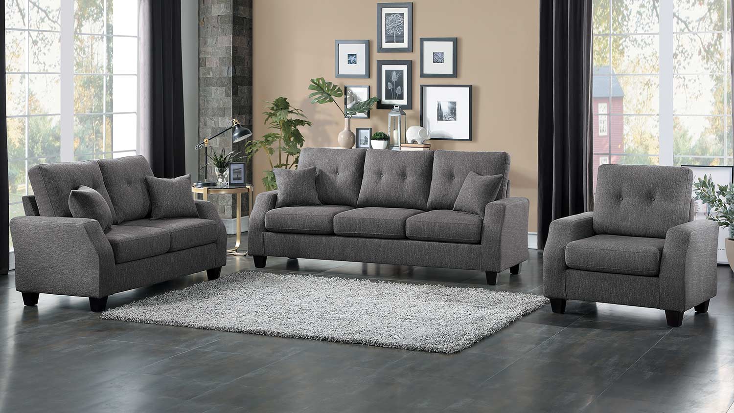 Homelegance Vossel Sofa Set - Gray
