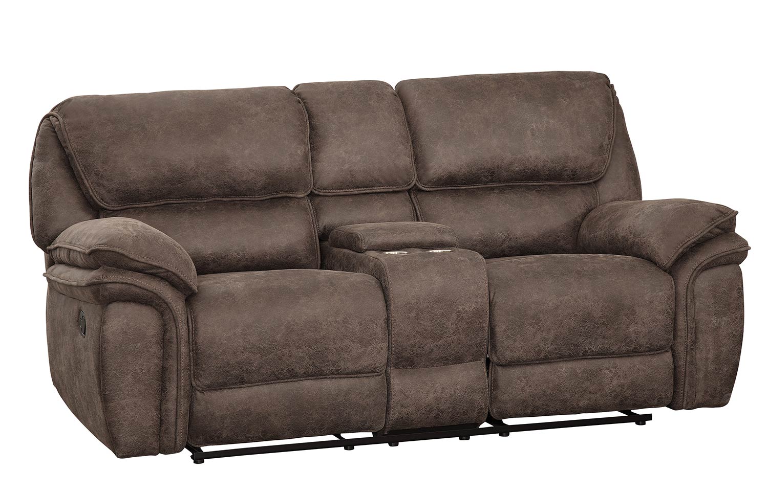 Homelegance Hadden Double Reclining Love Seat With Center Console - Dark Brown