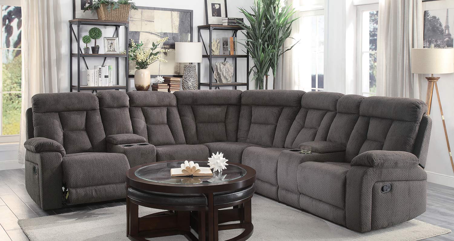 Homelegance Rosnay Reclining Sectional Sofa - Chocolate