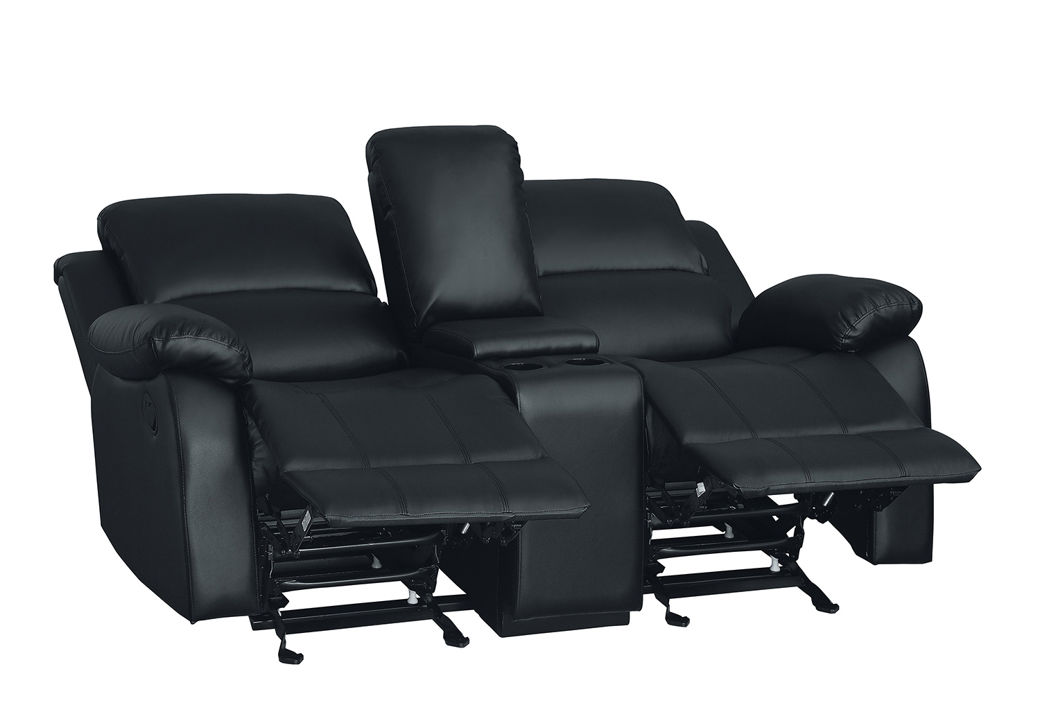 Homelegance Clarkdale Double Glider Reclining Love Seat With Center Console - Black