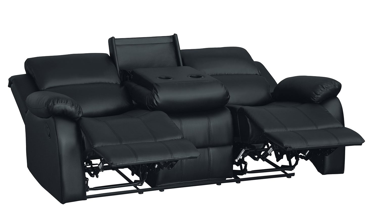 Homelegance Clarkdale Double Reclining Sofa With Center Drop-Down Cup Holders - Black
