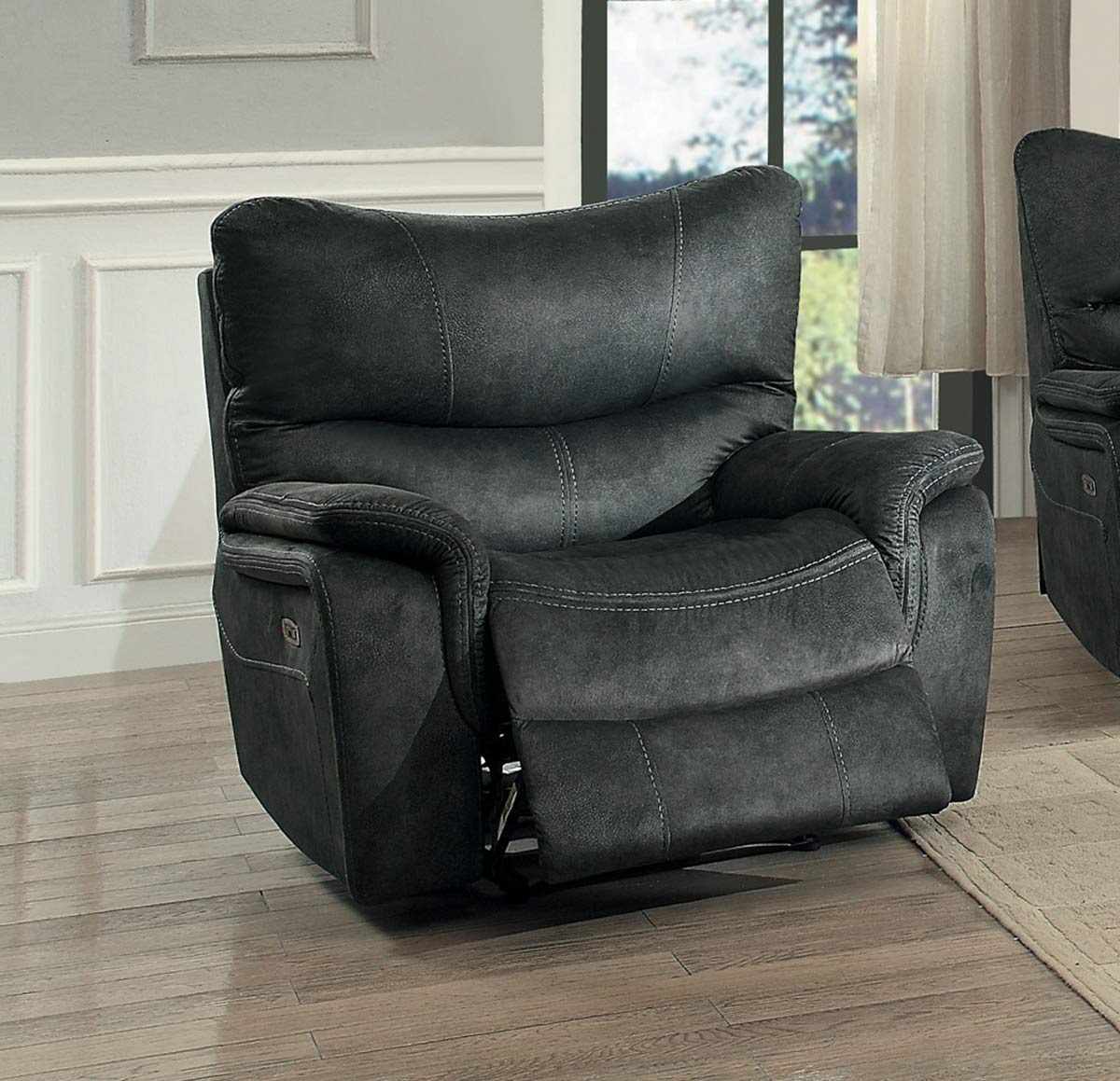 Homelegance Goby Power Reclining Chair With Power Headrest - Dark Gray