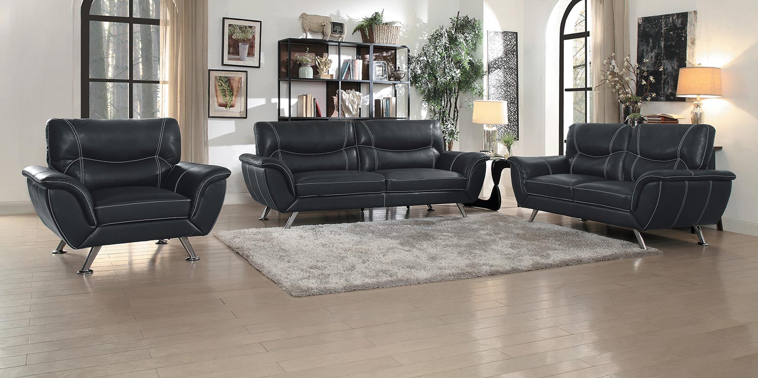 Homelegance Jambul Sofa Set - Black Homelegance Jambul Sofa Set - Black