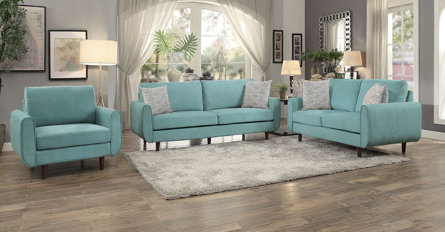 Homelegance Wrasse Sofa Set - Teal Homelegance Wrasse Sofa Set - Teal