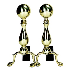 UniFlame Solid Brass Medium Ball Andiron-Uniflame