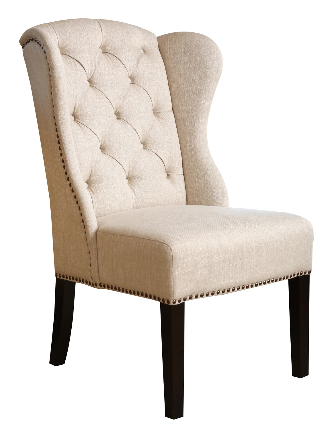 Abbyson Living Kyrra Tufted Linen Wingback Dining Chair - Cream