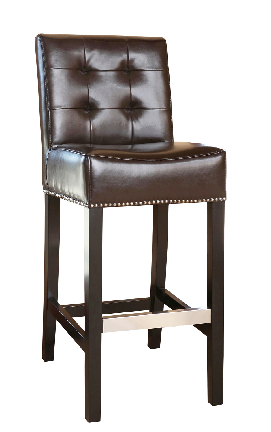 Abbyson Living Linden Leather Barstool - Brown
