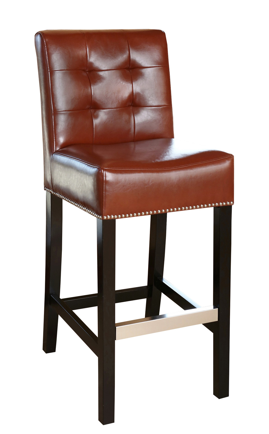 Abbyson Living Linden Leather Barstool - Red