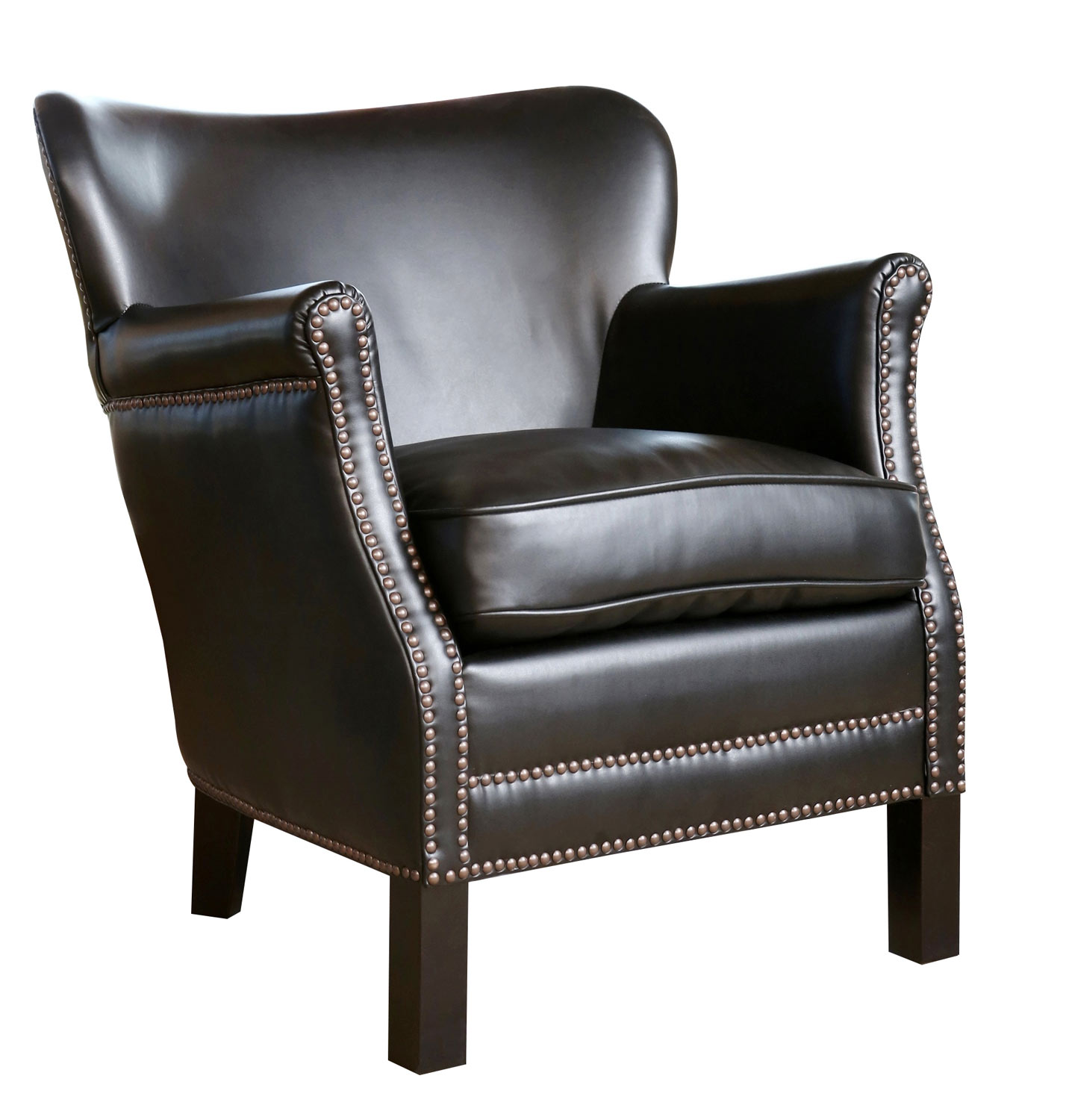 Abbyson Living Sienna Leather Nailhead-Trim Petite Armchair - Black