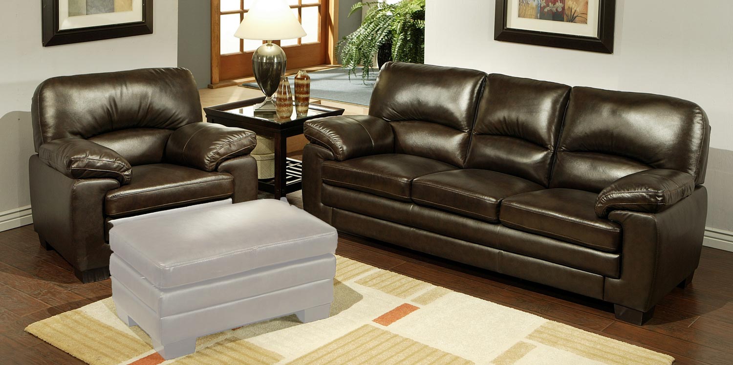 Abbyson Living Lalia Italian Leather 2-Piece Sofa and Armchair Set