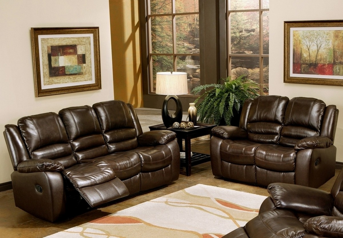 Abbyson Living Brownstone 2 Pc Reclining Leather Sofa And Love Seat Set