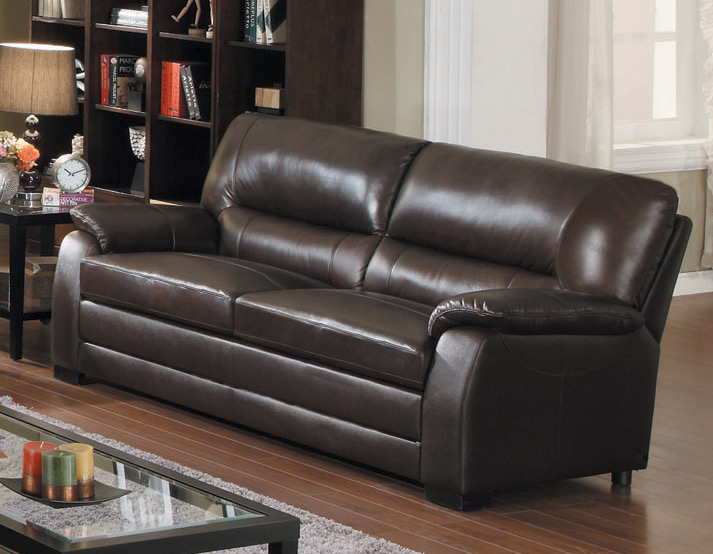 Abbyson Living Wilshire Top Grain Leather Sofa and Love Seat Set