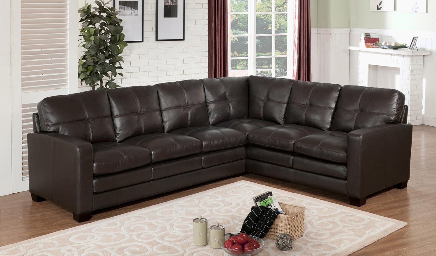 abbyson living candice top grain leather sectional sofa