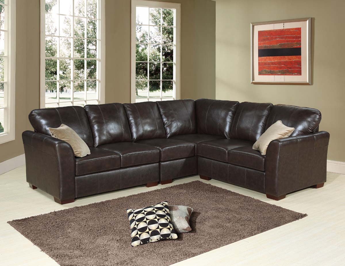 abbyson woodland premium italian leather sectional sofa