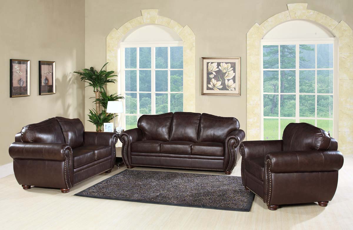 Abbyson Living Richfield 3Piece Premium Italian Leather Sofa, Loveseat