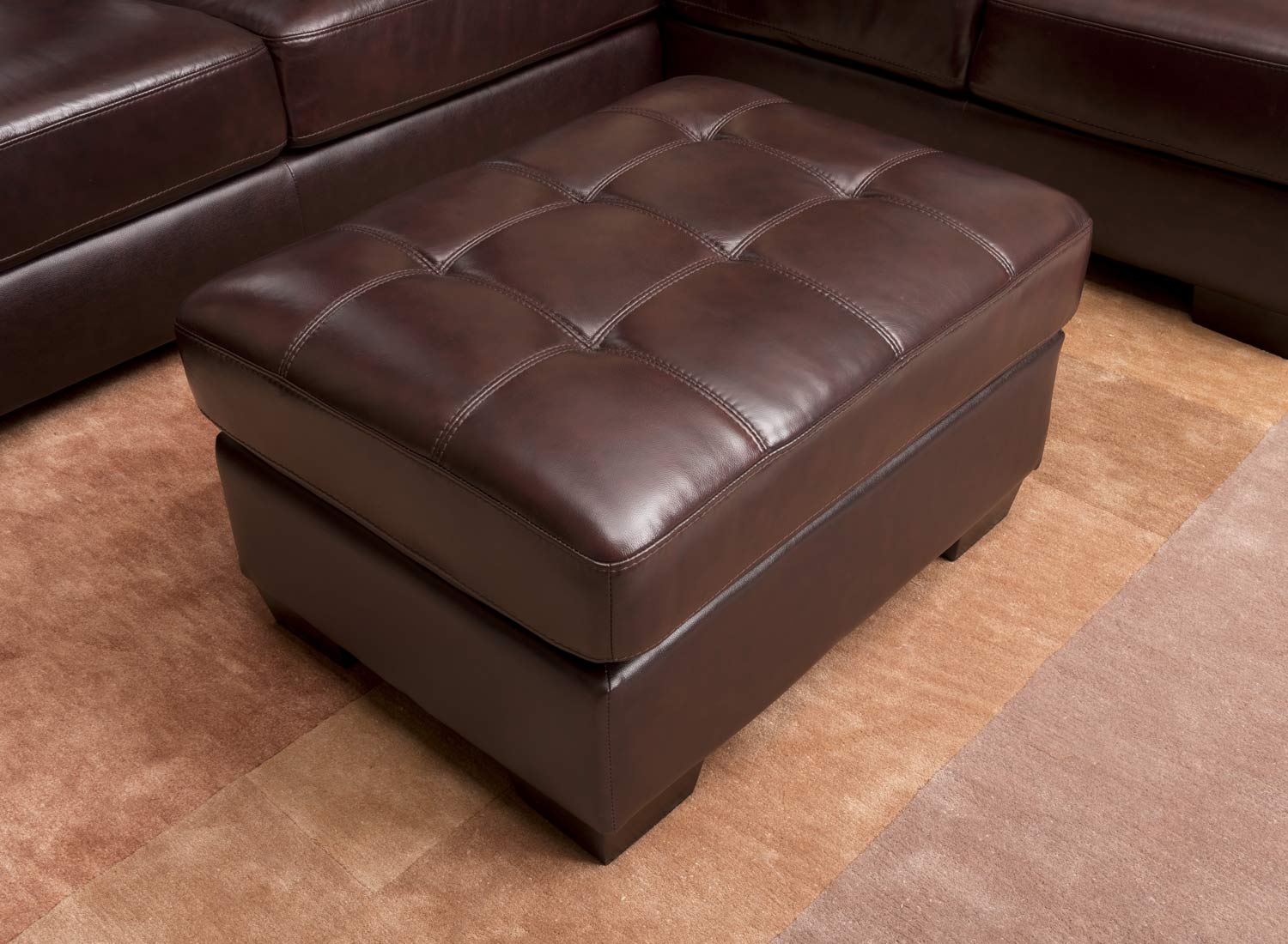 Abbyson Living Livingston Top Grain Leather Ottoman