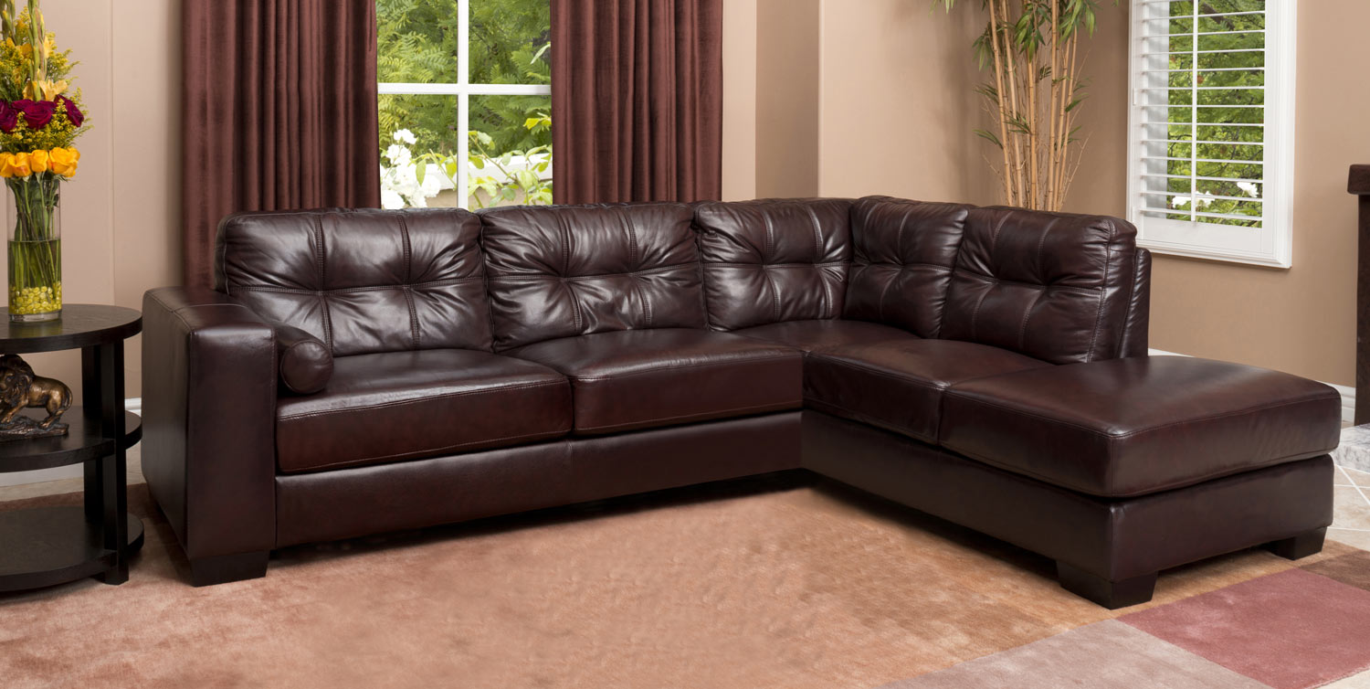 Abbyson Living Livingston Top Grain Leather Sectional Sofa ABCIN620