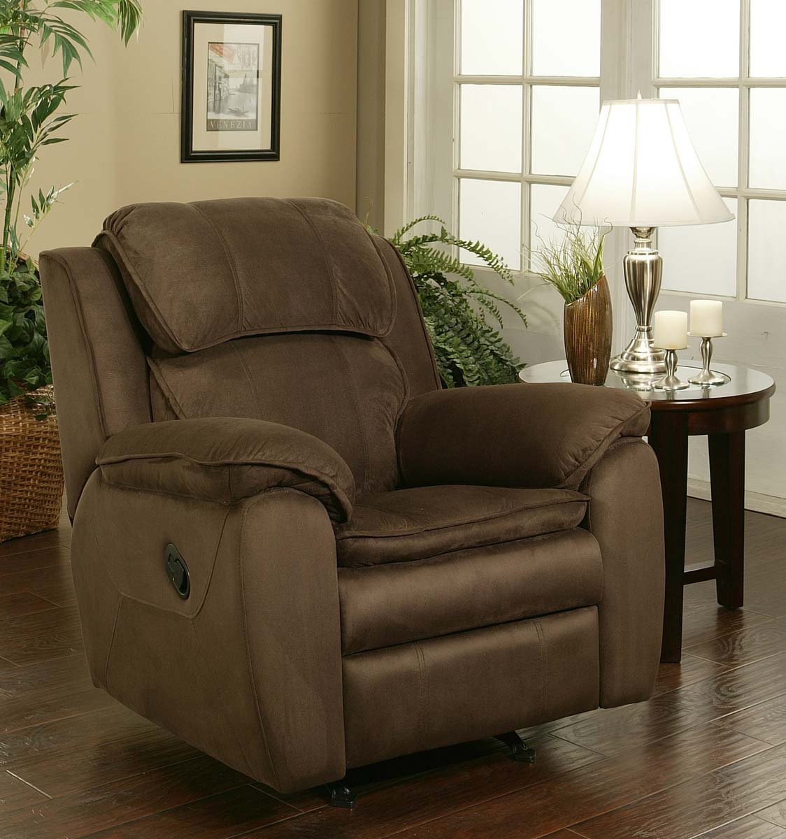 Abbyson Living Harbor Dark Brown Microsuede Rocker Recliner ABCR10288