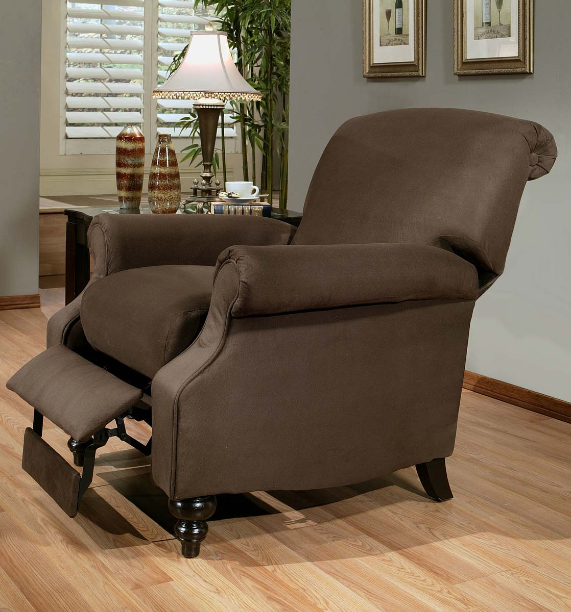 Abbyson Living Vienna Dark Brown Microsuede Pushback Recliner