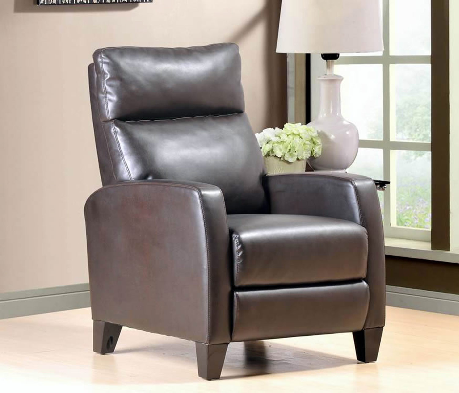 Abbyson Living Roca Leather Pushback Recliner ABCR10750BRN at