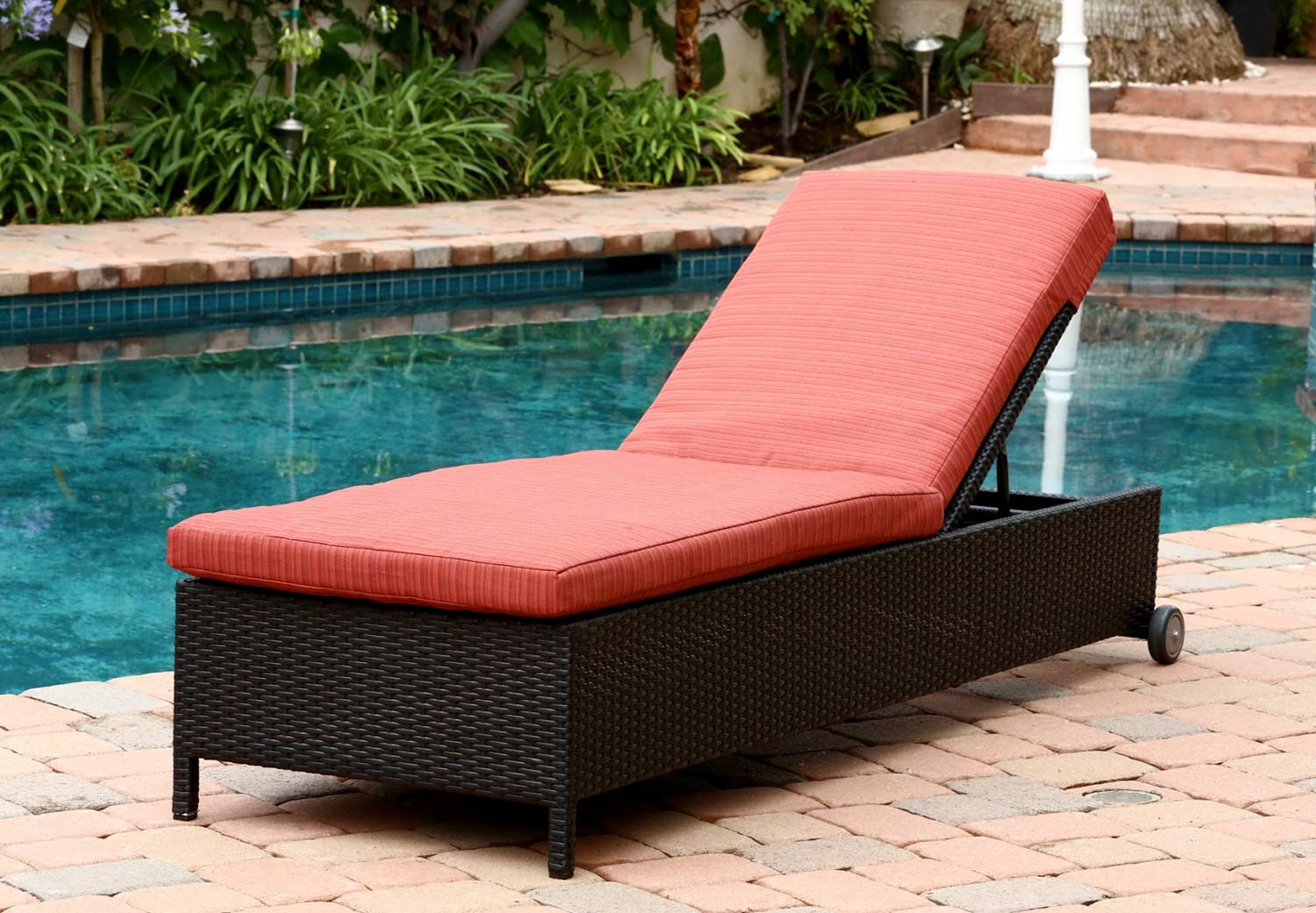 Abbyson Living Ventura Outdoor Wicker Chaise Lounge with Cushion - Black