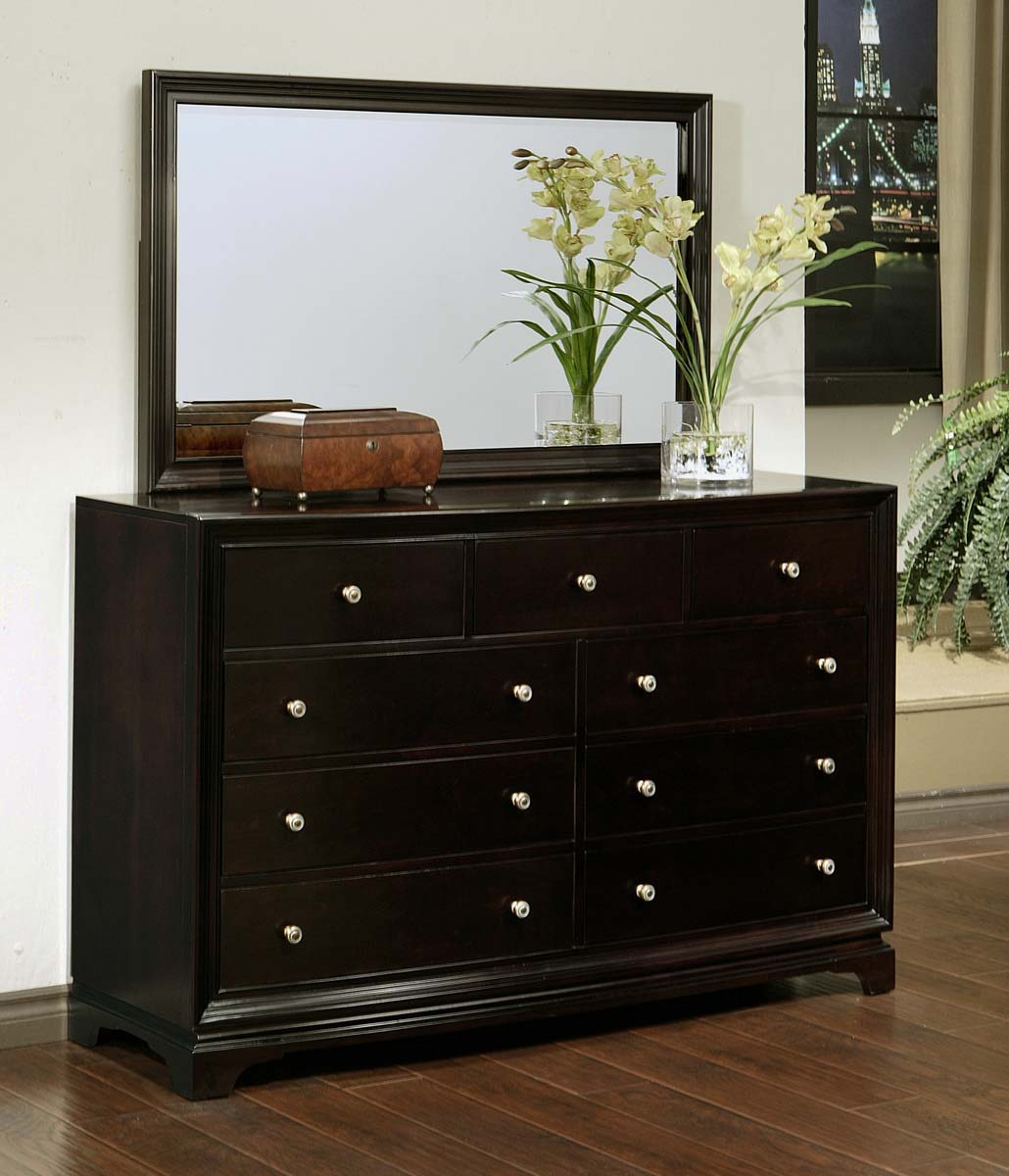 Abbyson Living Kingston Espresso 9-drawer Dresser and Mirror Set AB-HM ...