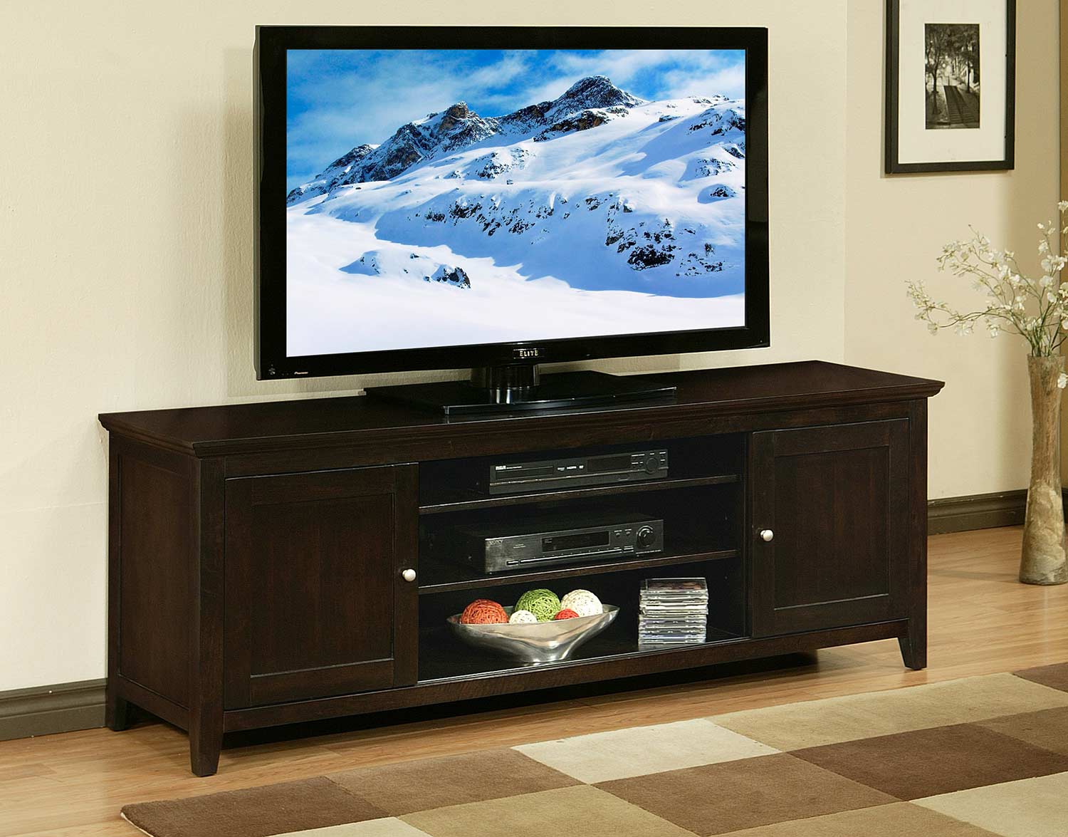 Abbyson Living Cassie 72-Inch Solid Oak Wood TV Console