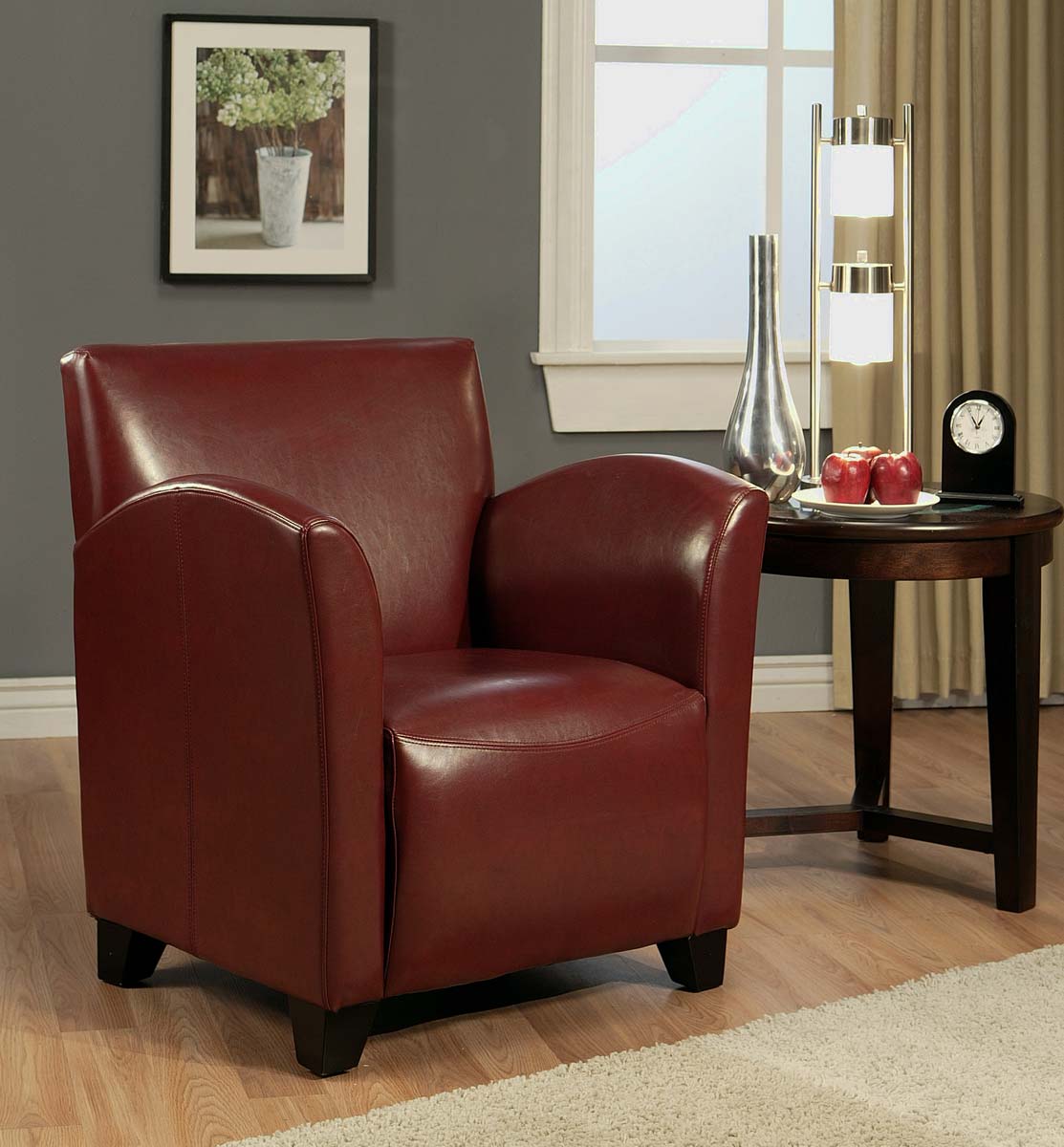 Abbyson Living Broadway Burgundy Bicast Leather Armchair AB-HS-SF-637 ...