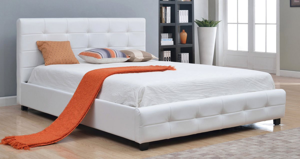 Abbyson Living Montego Tufted Bonded Leather Platform Bed - White