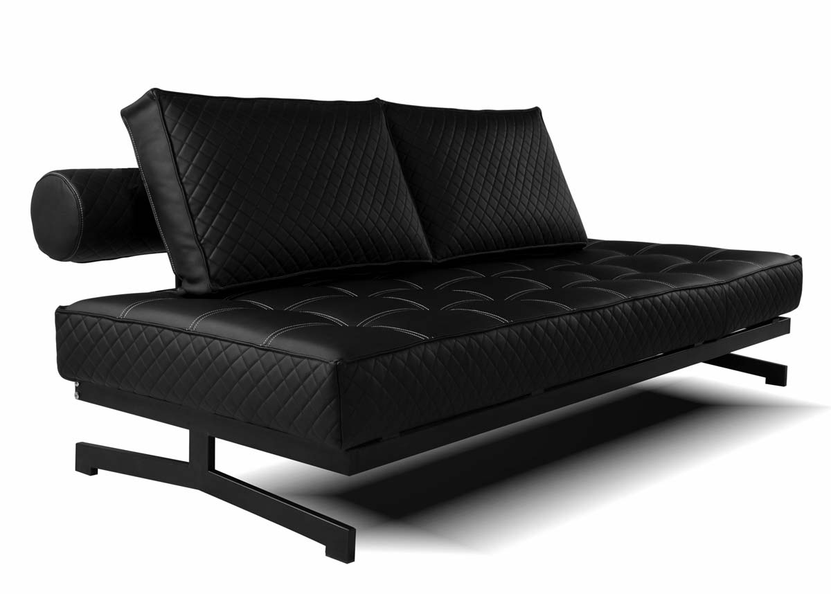 abbyson living vienna black leather euro lounger sofa