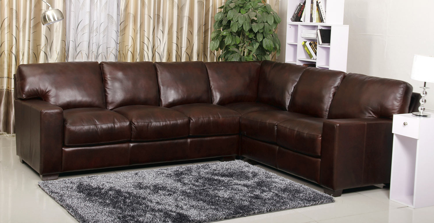 Abbyson Living Vana Premium Hand Rubbed Leather Sectional Sofa