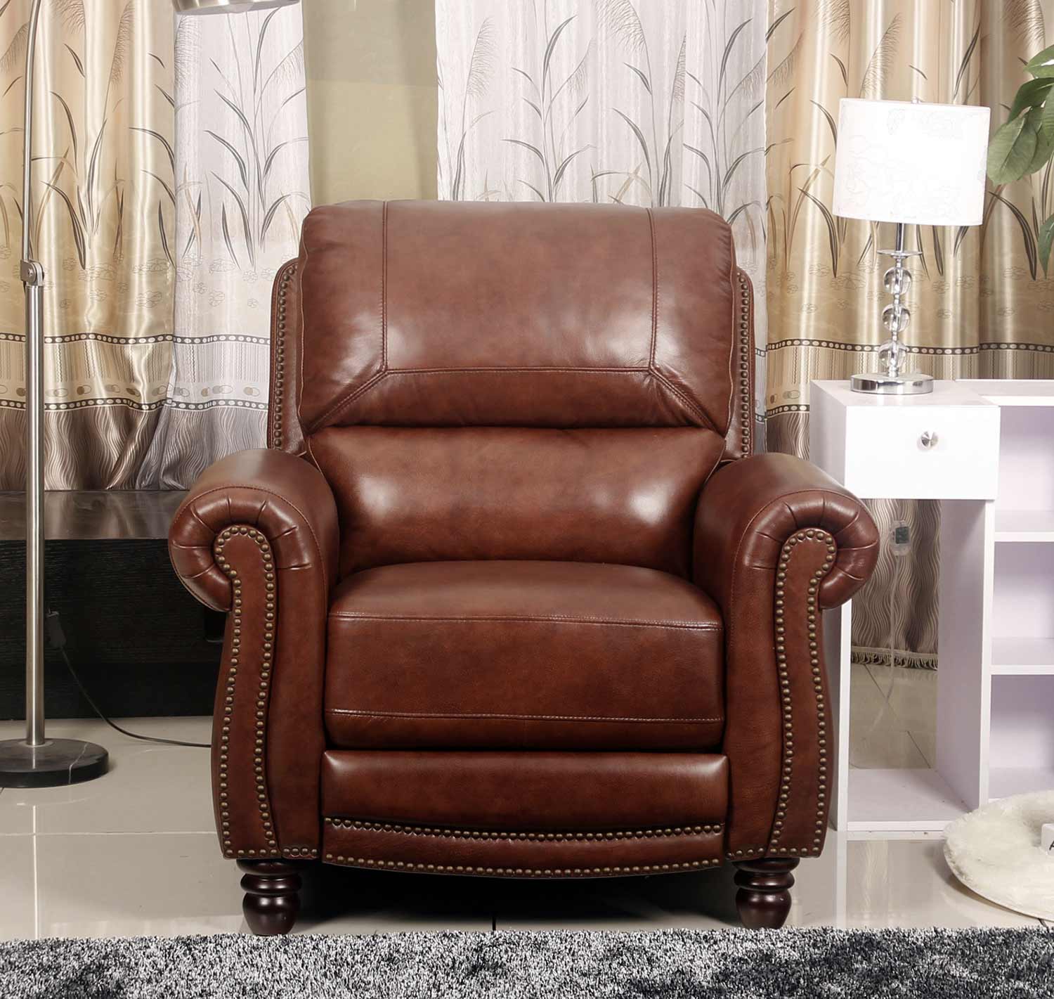 Abbyson Living Aron Hand Rubbed Pushback Leather Recliner