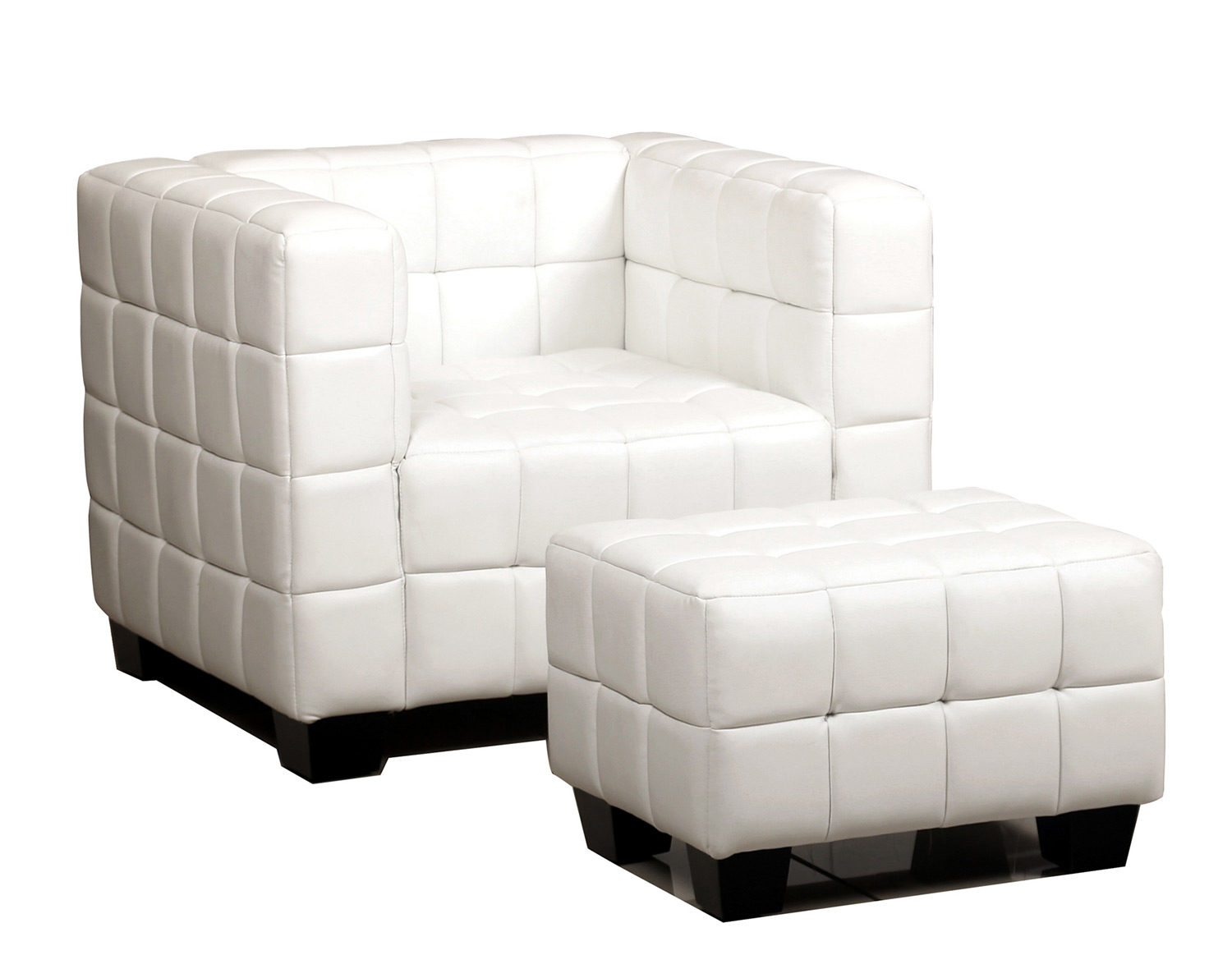 Abbyson Living Avenue Six White Top Grain Leather Chair and Ottoman AB ...