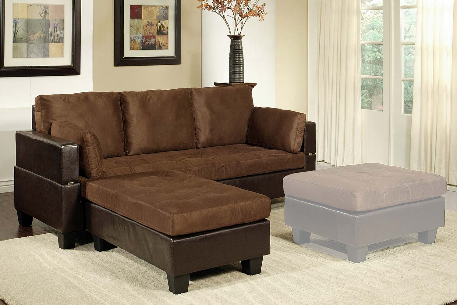 Abbyson Living Bristol Sectional Sofa - Brown Fabric AB-YG-L210C-BRN At ...