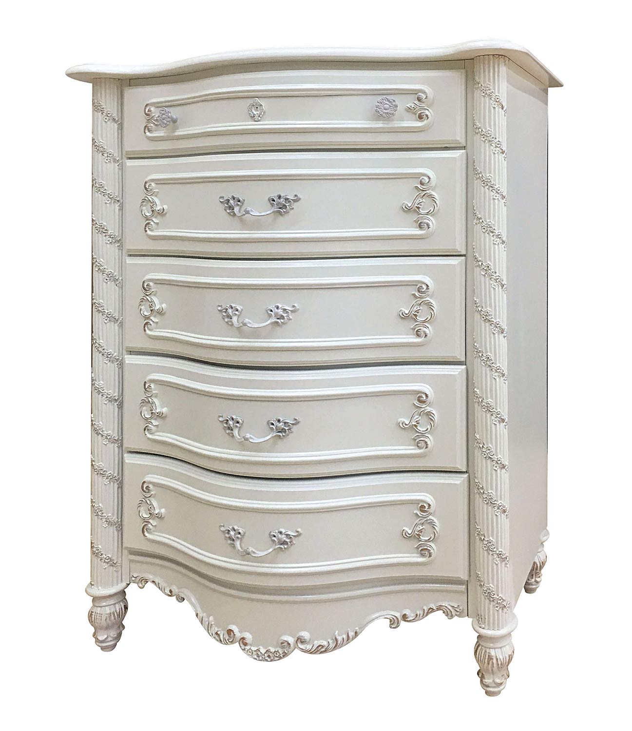 Acme Pearl Chest - Pearl White/Gold Brush Accent