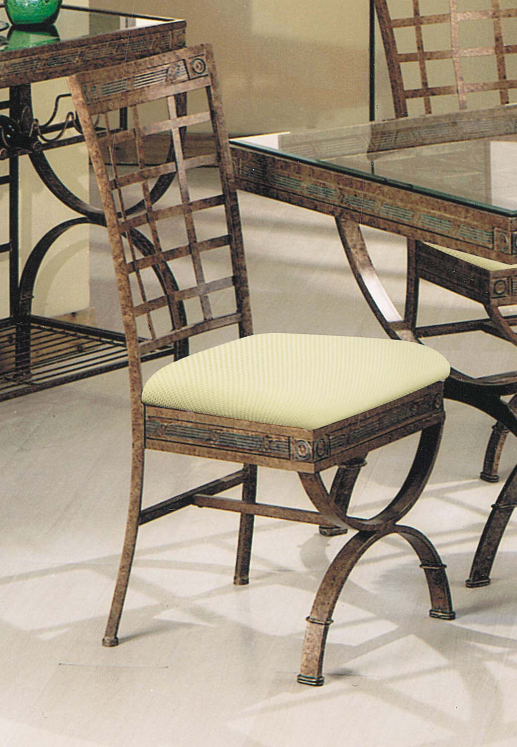 Acme Egyptian Side Chair - Fabric/Bronze Patina