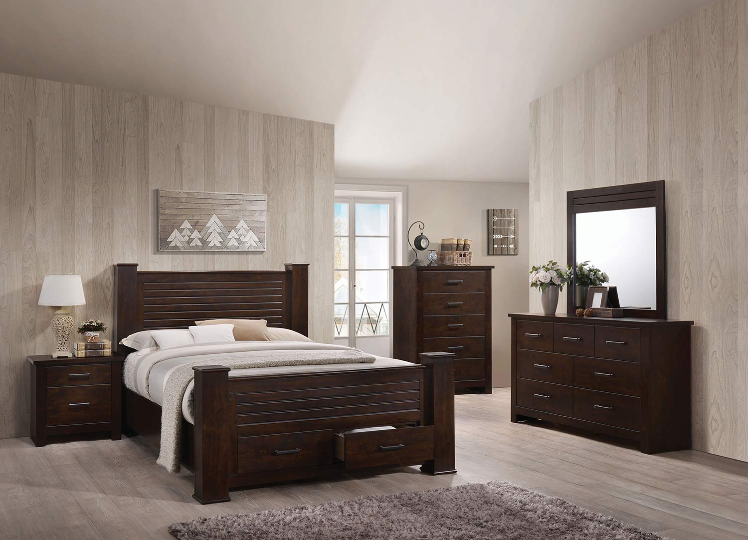 Acme Panang Bedroom Set with Storage - Mahogany