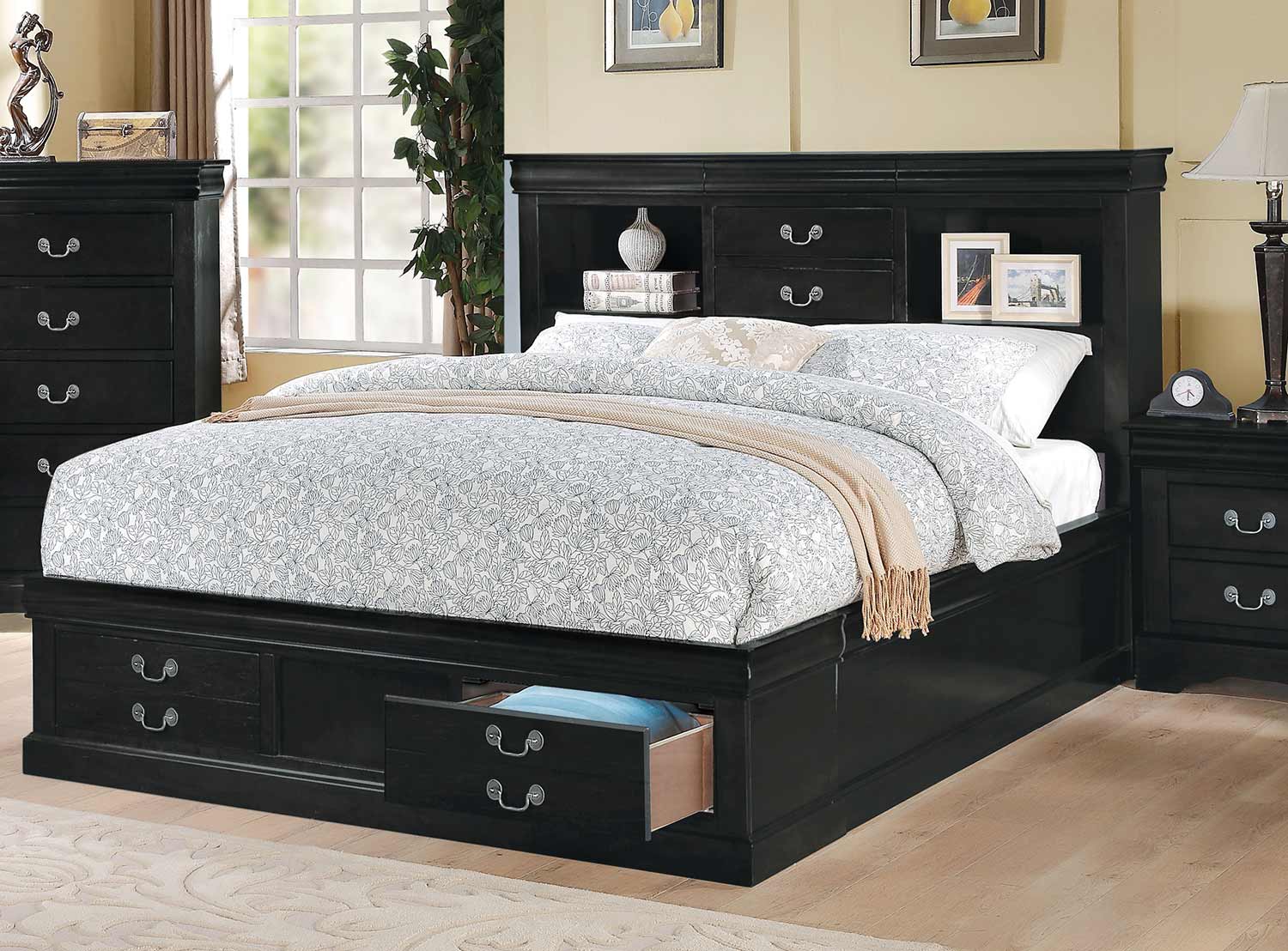 Acme Louis Philippe III Bed with Storage - Black