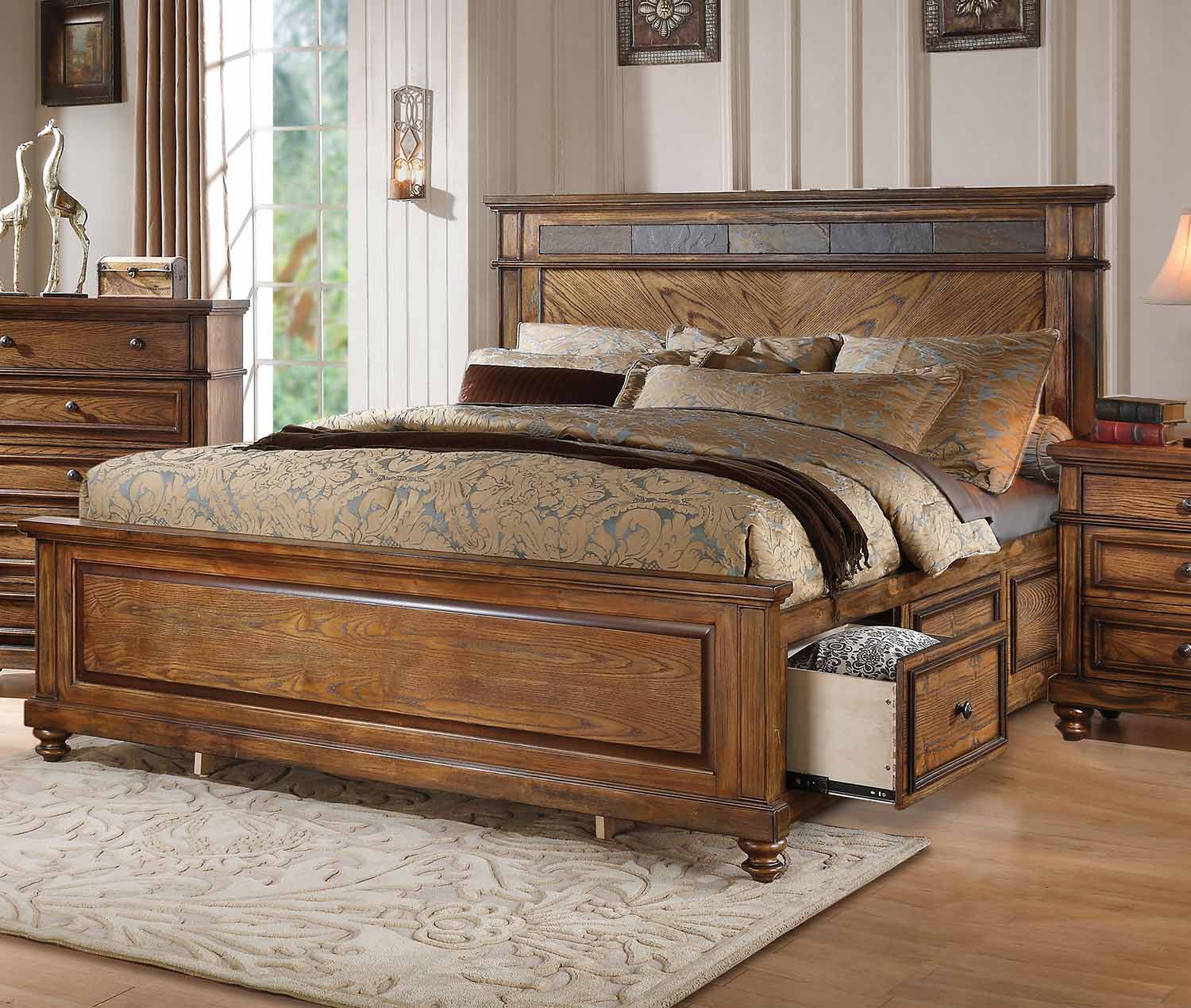 Acme Arielle Bed with Storage - Slate/Oak