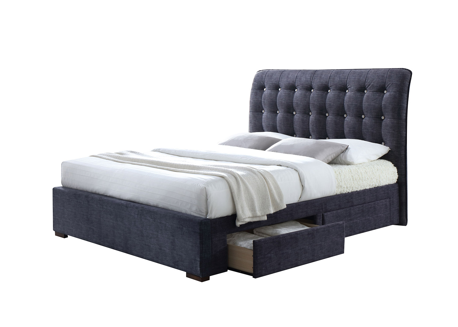 Acme Drorit Queen Bed with Storage - Dark Gray Fabric