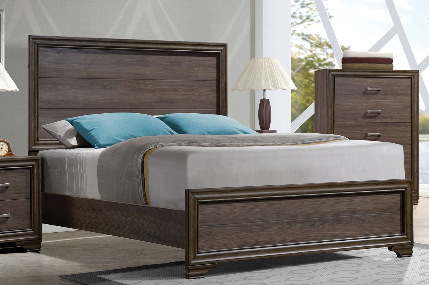 Acme Cyrille Bed (Wooden HB) - Walnut