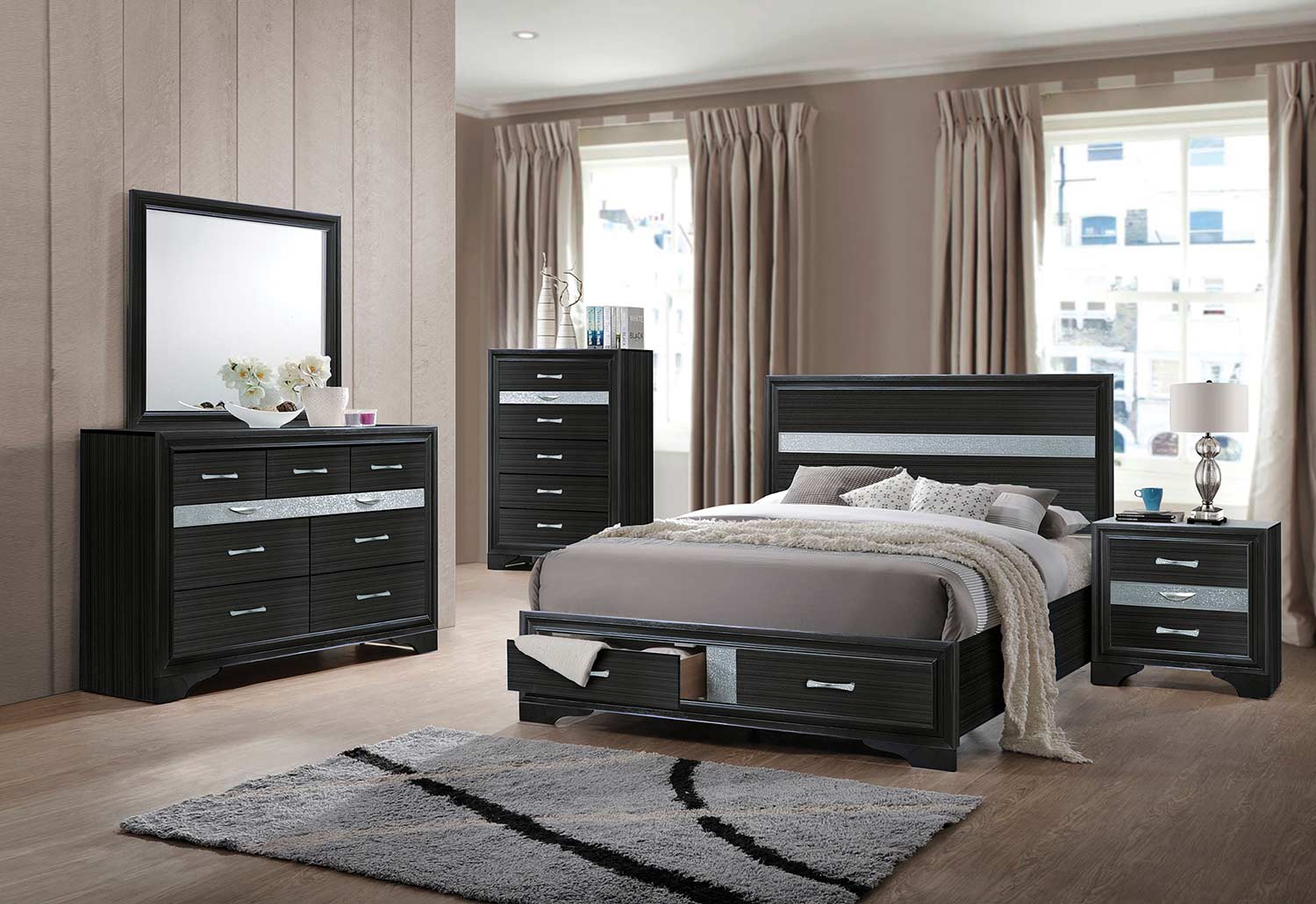 Acme Naima Bedroom Set with Storage - Black